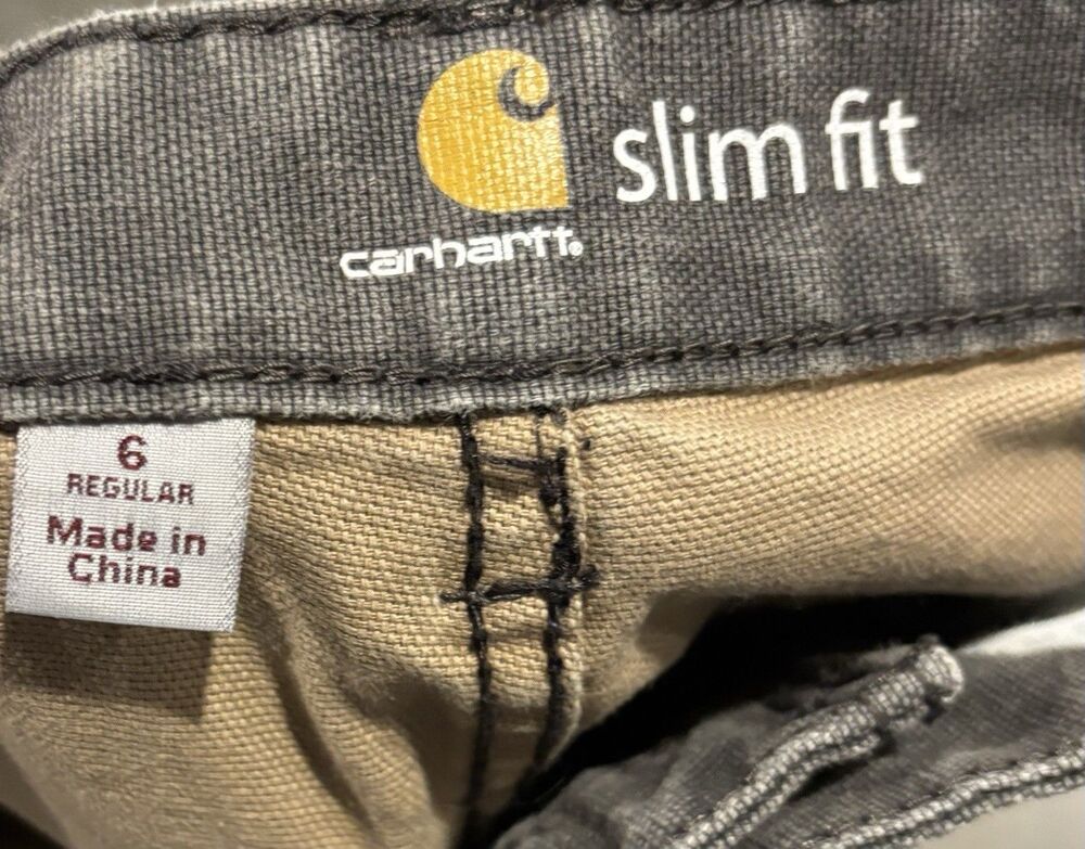 Carhartt Women Gray Slim Fit Workwear Pants Double Knee Cotton Spandex 6 Regular - Picture 7 of 8